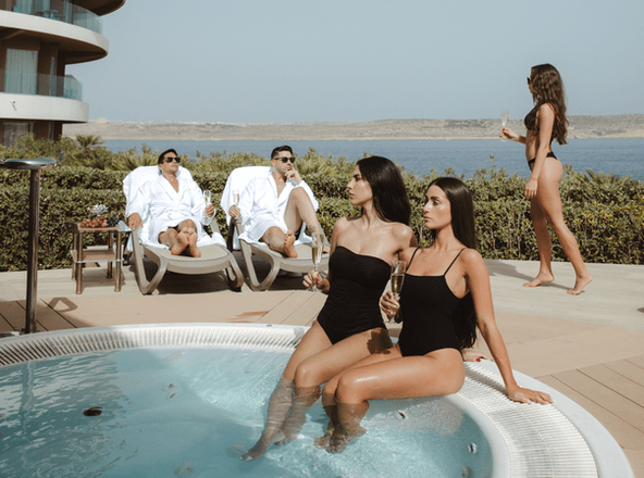 Intimate Spa Party group spa package by the pool in Malta