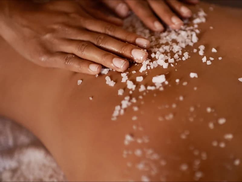 Mineral sea salt exfoliation in a Turkish hammam in Malta